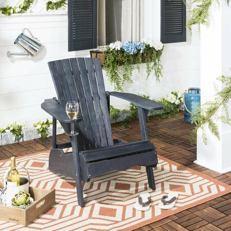 SAFAVIEH Vista Wine Glass Holder Adirondack Chair, Dark Slate Gray PAT6727K